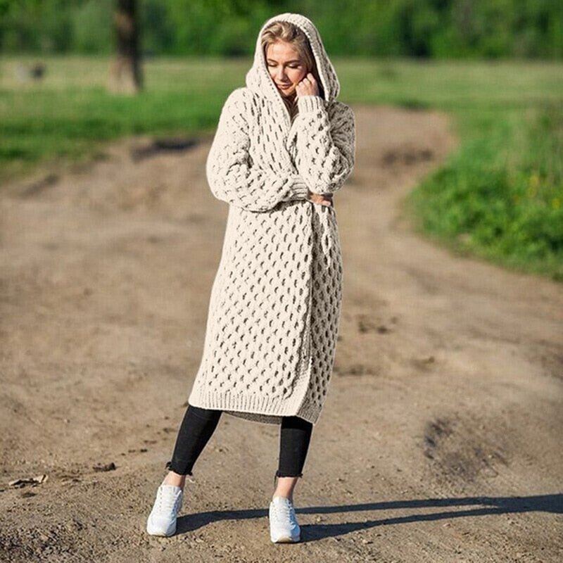 Ula® | Long women's cardigan with hood