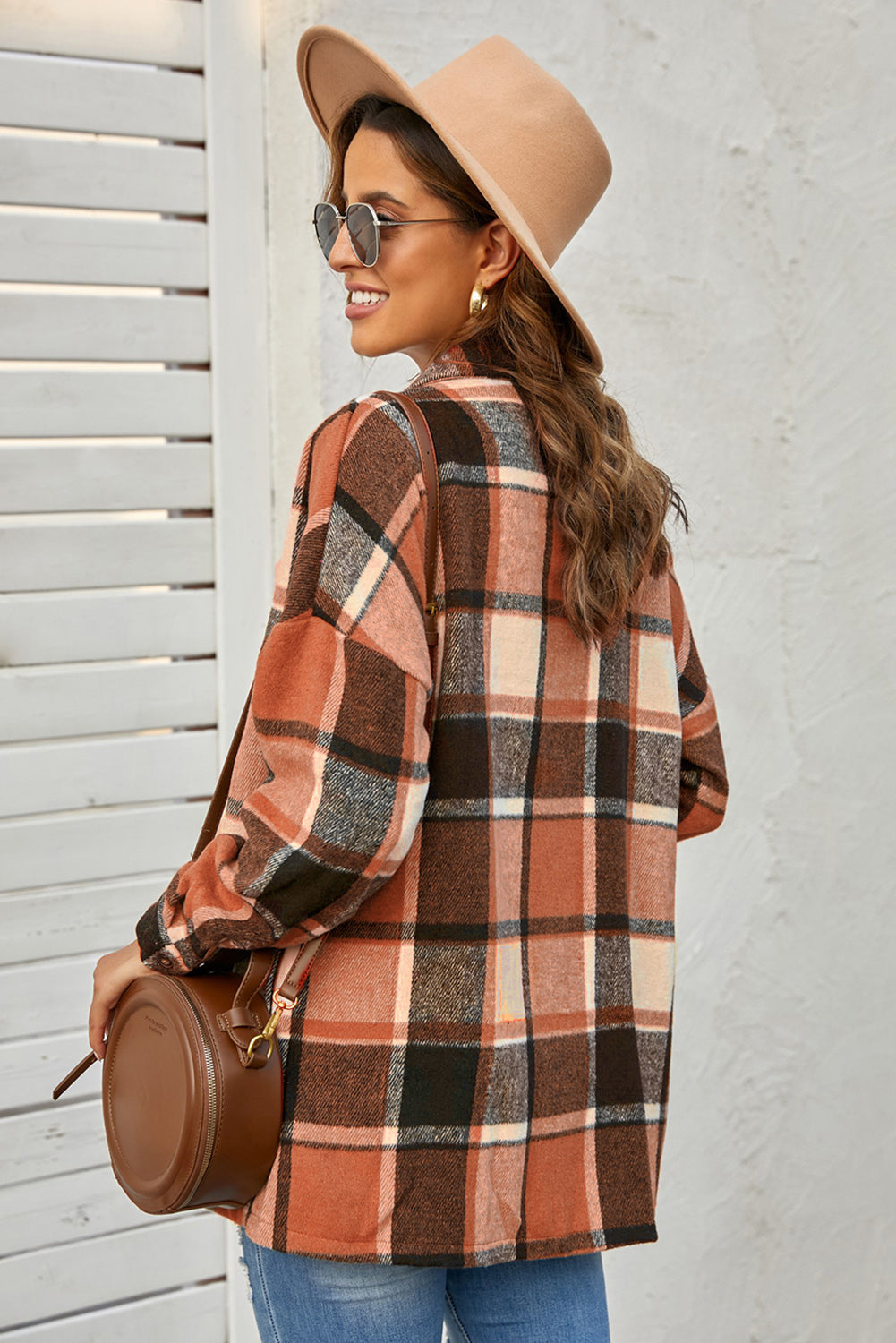 Yamila® | Women's checked cardigan coat with lapel collar