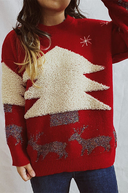 Tatiana® | Christmas pattern knitted crew neck sweater with long sleeves