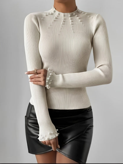 Penélope® | Turtleneck sweater with pearl decoration