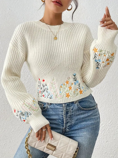 Soleá® | Knitted sweater with floral embroidery