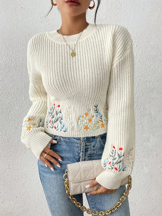 Soleá® | Knitted sweater with floral embroidery