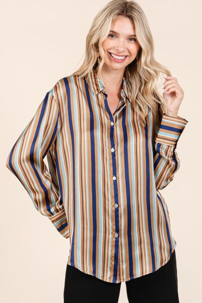 Trinidad® | Striped button-down satin shirt