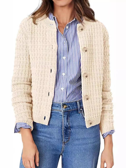 Adele® | Buttoned, long-sleeved cardigan with a crew neck