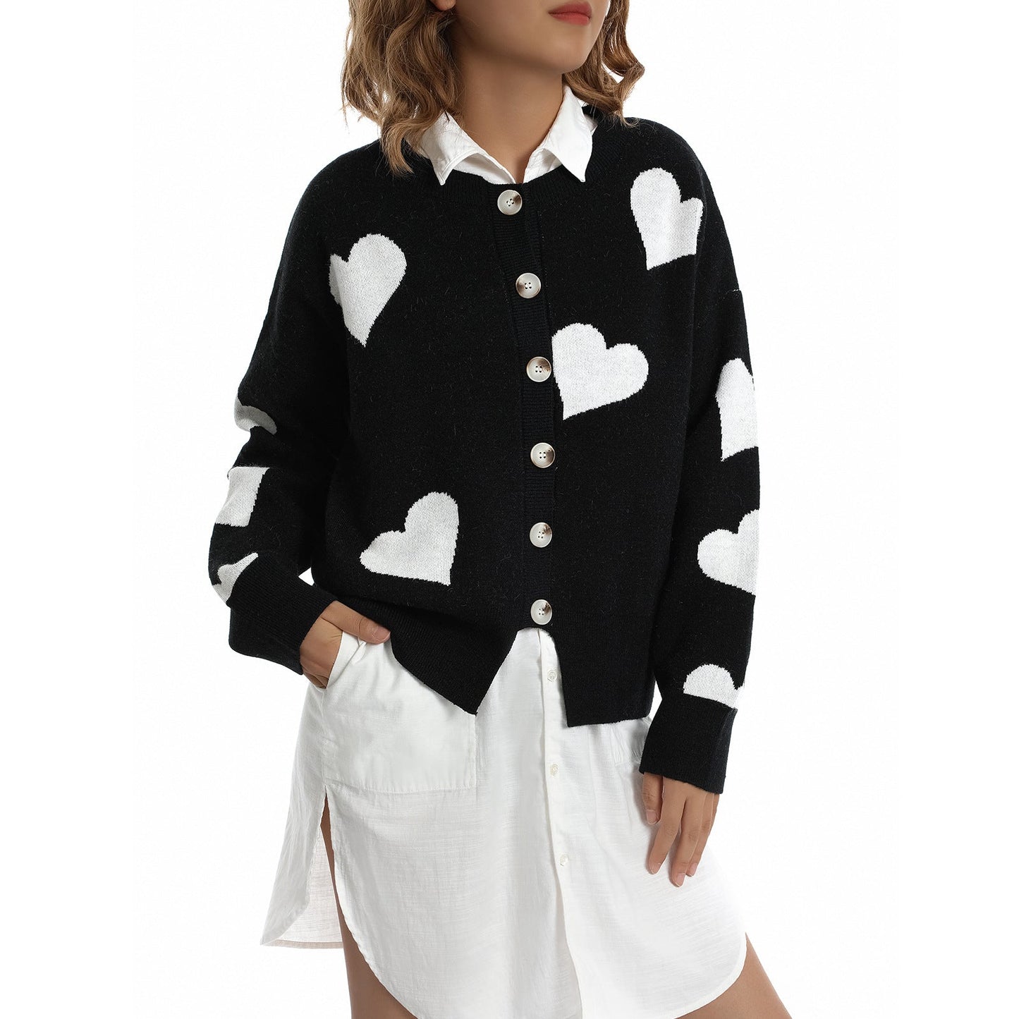 Pilar® | Heart sweater women's cardigan