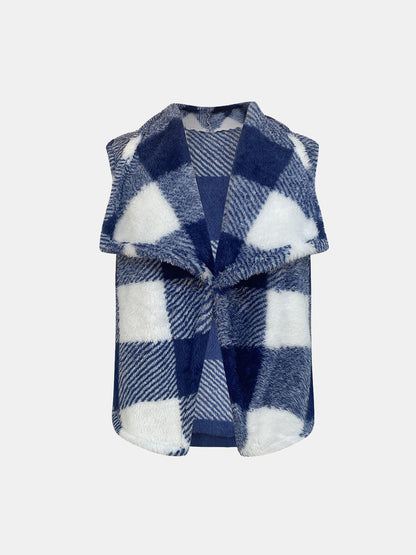 Yolanda® | Checked vest coat with an open front