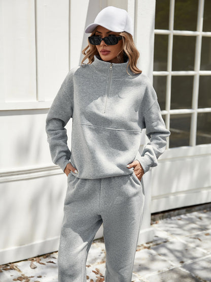 Wilhelmina® | Long sleeve top and half zip pants set