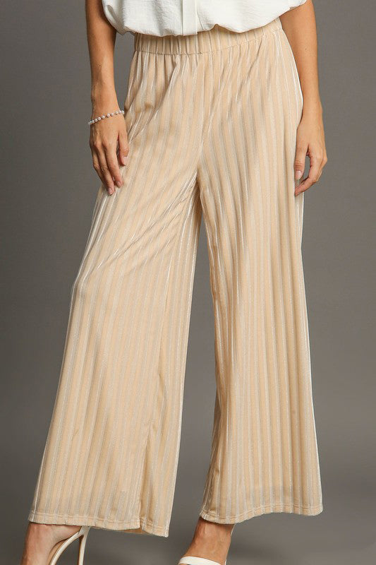 Nadia® | Striped velvet trousers with wide legs and elasticated waist