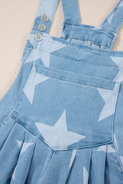 Zoraida® | Denim jumpsuit with a square neckline and a star print