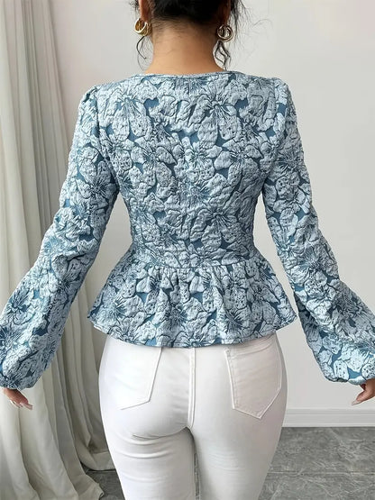 Vesper® | Elegant floral print blouse with puff sleeves