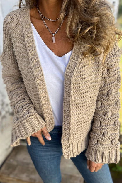 Tamara® | Fashionable solid color long sleeve V-neck cardigan