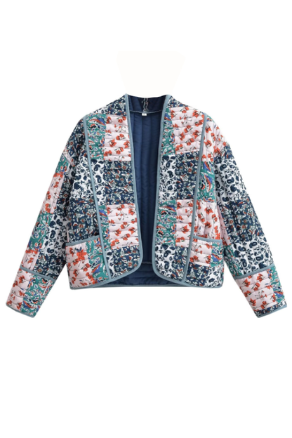 Wilhelmina® | Fashion printed loose casual cardigan short quilted cotton jacket