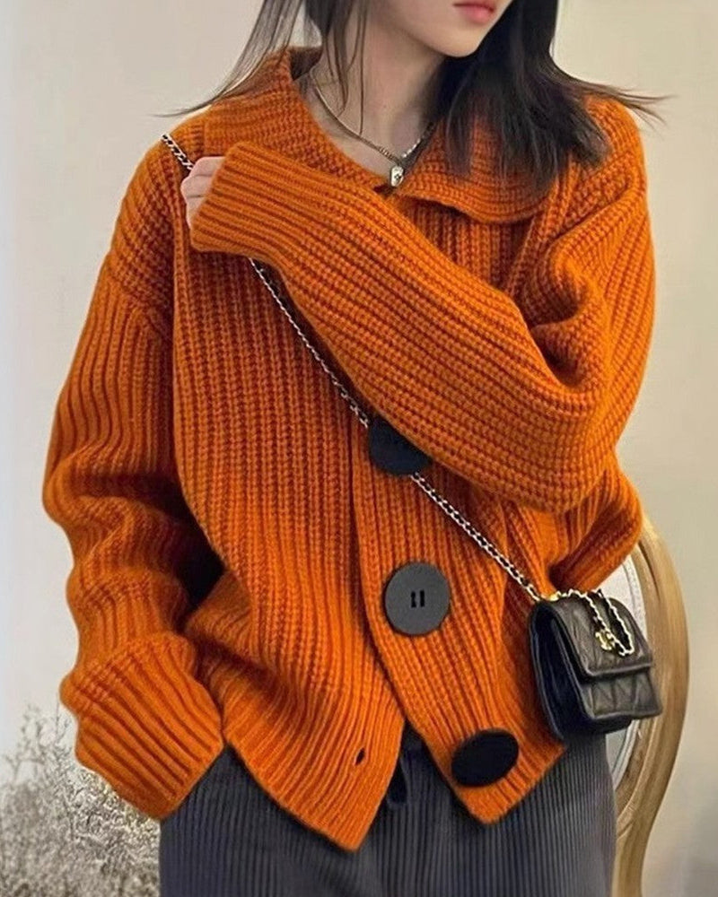 Yara® | Knitted orange cardigan with buttons