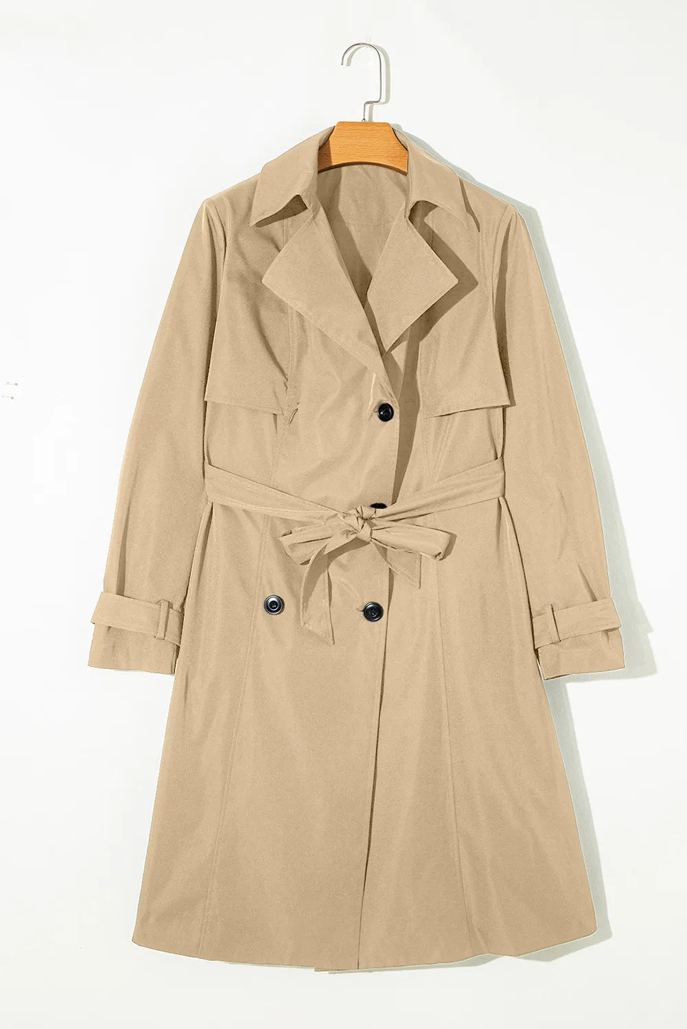 Teresa® | Long sleeve trench coat with collar and tie waist and buttons