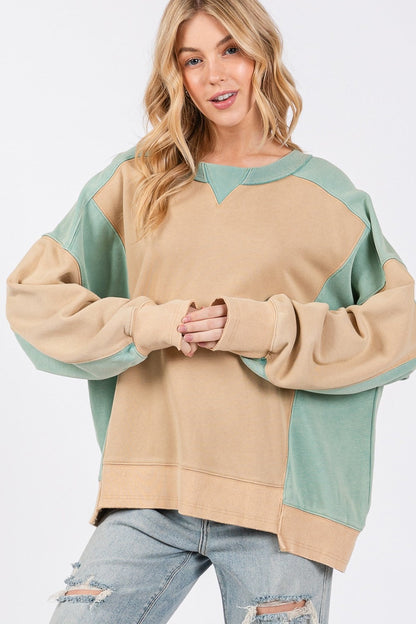 Perla® | SAGE + FIG color block crew neck sweatshirt