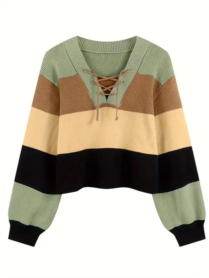 Ula® | Multicolored cotton V-neck sweater