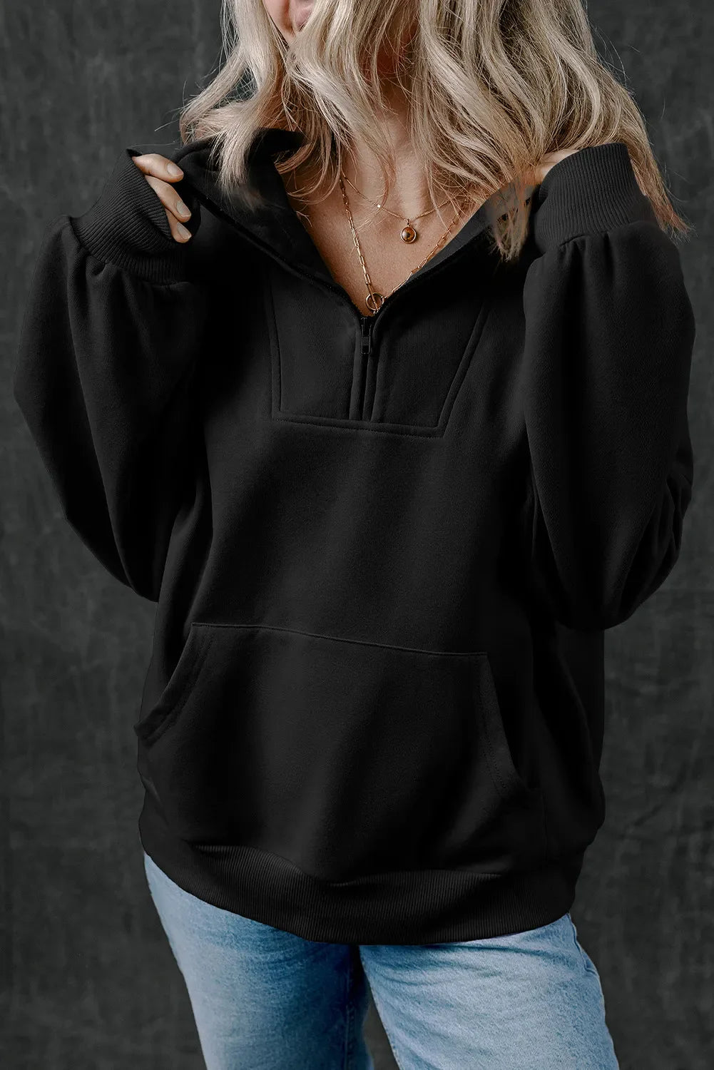 Adriana® | Long sleeve half zip sweatshirt