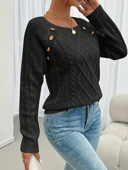 Amelia® | Cozy casual sweater with button design