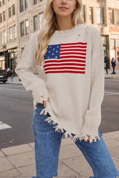 Tatiana® | Fashion crew neck sweater with flag