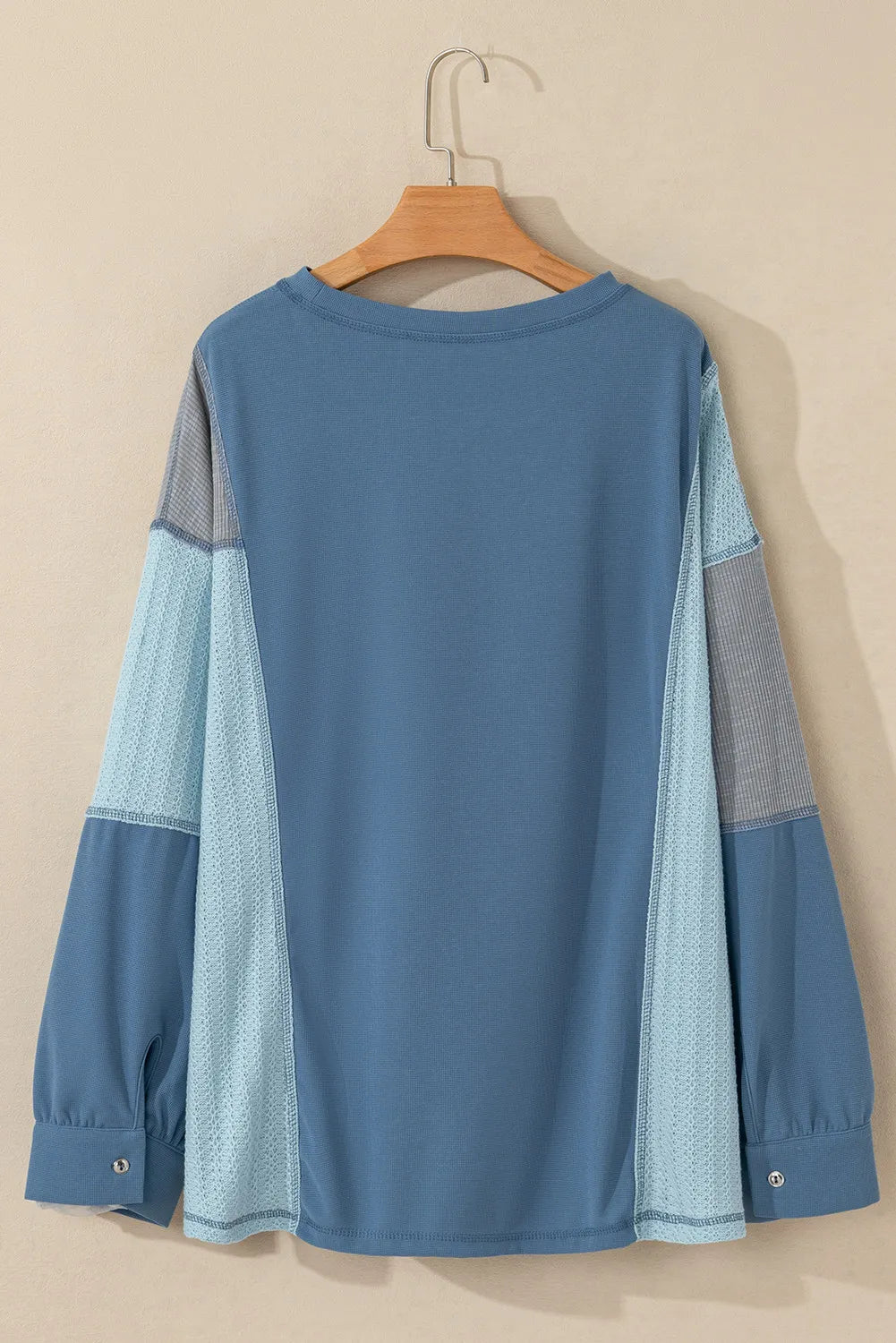 Tereza® | Patchwork color block long sleeve crew neck top