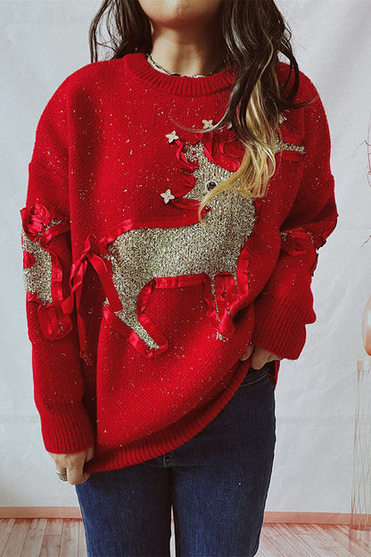 Vittoria® | Christmas pattern knitted crew neck sweater with long sleeves