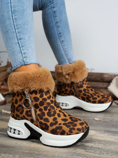 Zara® | Leopard platform boots with side zip