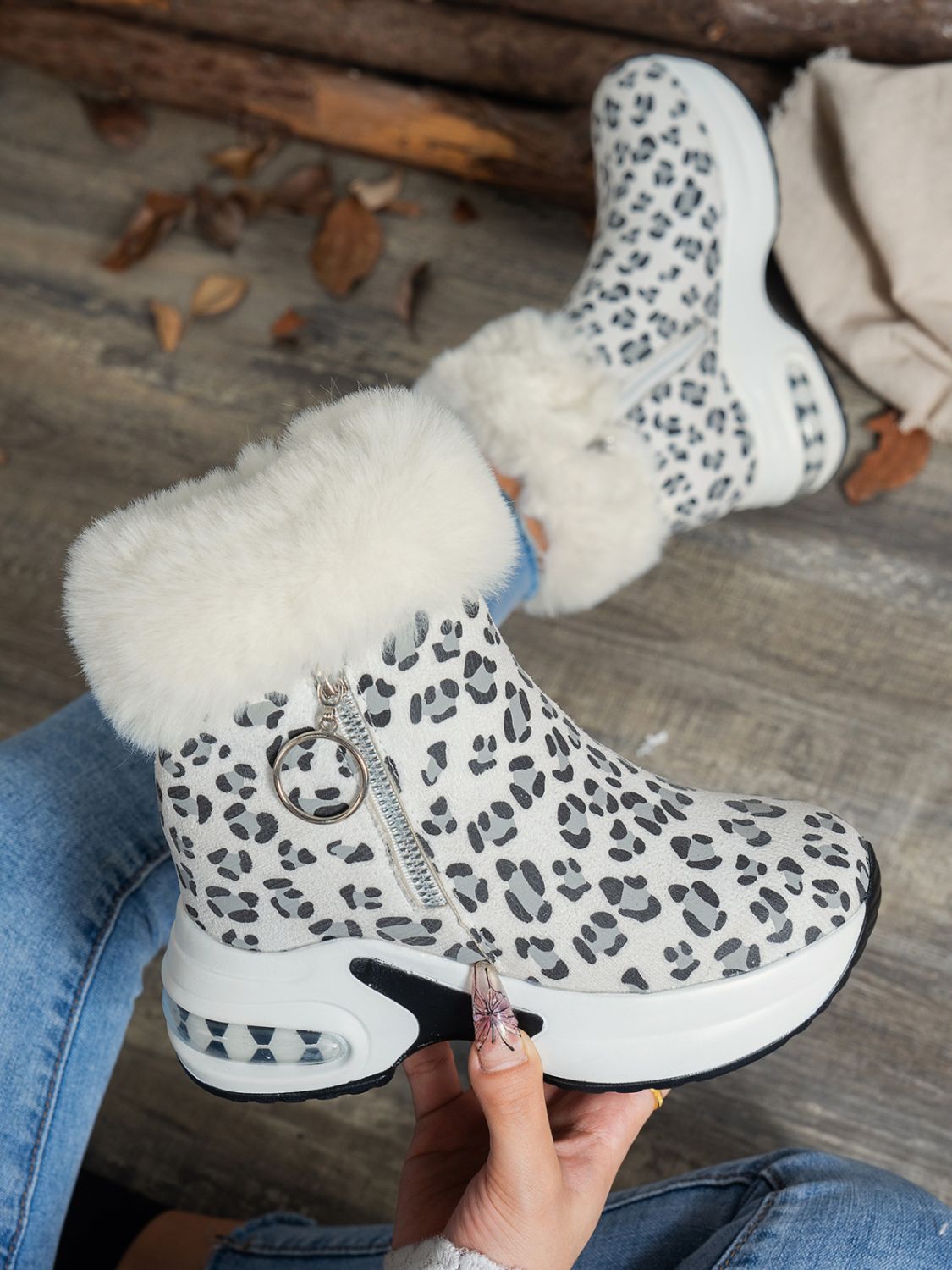 Zara® | Leopard platform boots with side zip