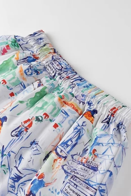 Trina® | Graffiti print cotton shorts set