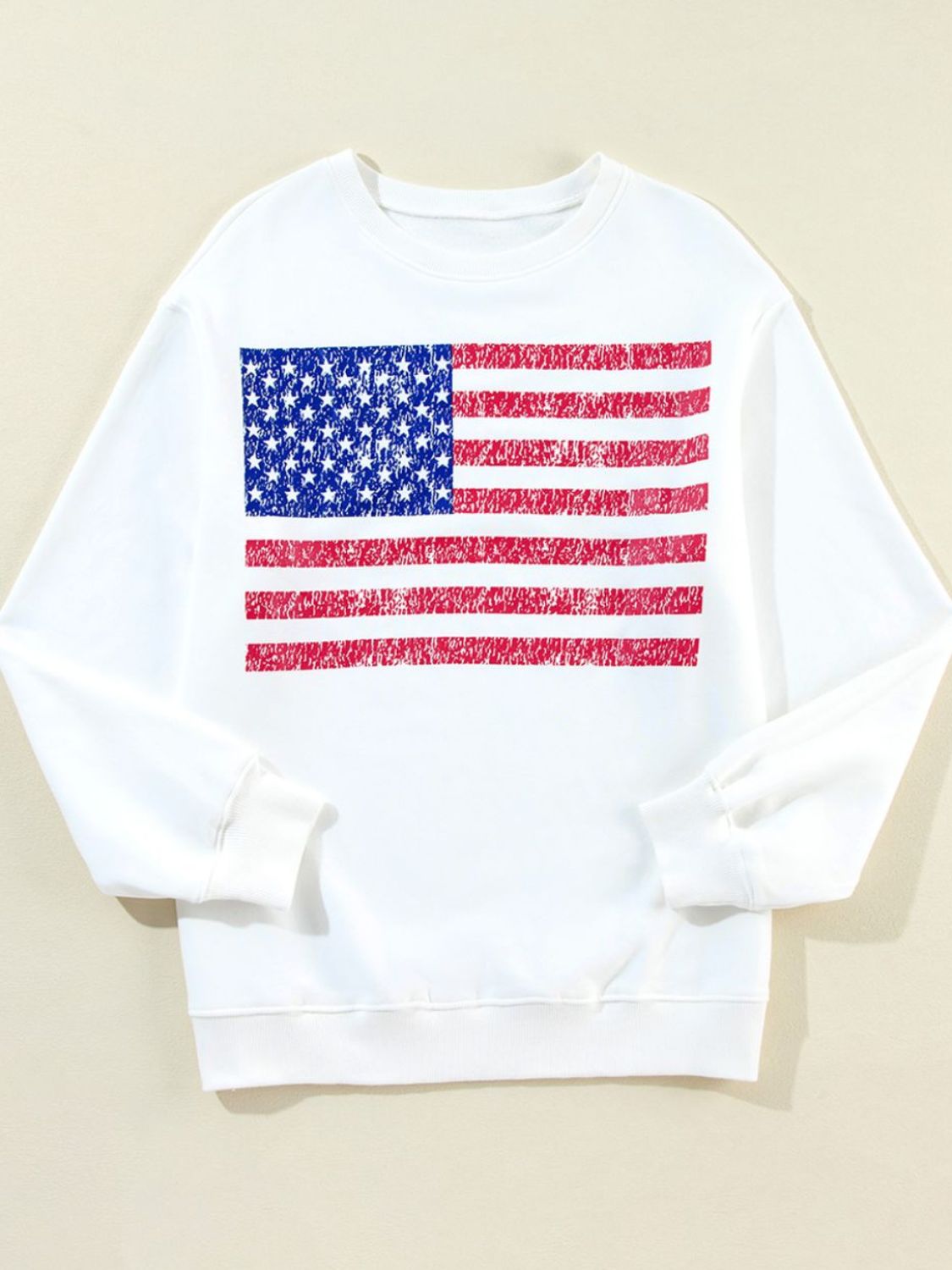 Xandra® | Long sleeve crew neck sweatshirt with US flag