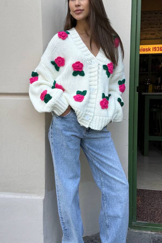 Poppy® | Rose knit sweater cardigan