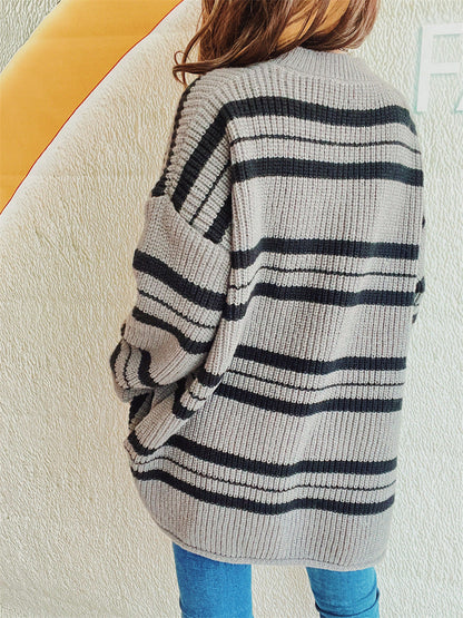 Sybille® | Striped long-sleeved sweater with a crew neck