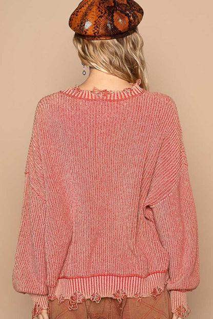 Agnes® | Washed used look sweater with dropped shoulders