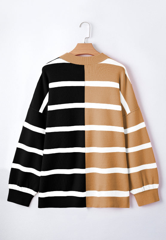 Xiomara® | Contrast striped long sleeve sweatshirt