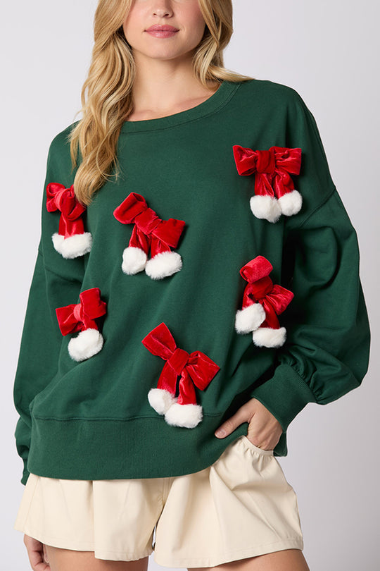 Victoria® | Casual long-sleeved sweatshirt with Christmas bow and decoration