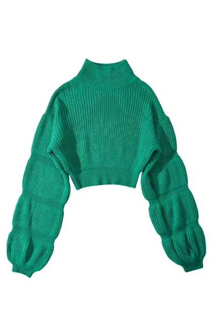 Waleska® | Loose, thick turtleneck sweater with puff sleeves