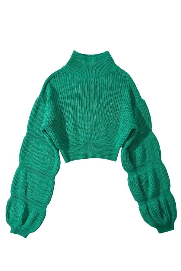 Tilda® | Loose, thick turtleneck sweater with puff sleeves