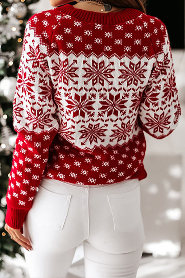 Xaviera® | Christmas pattern knitted crew neck sweater with long sleeves