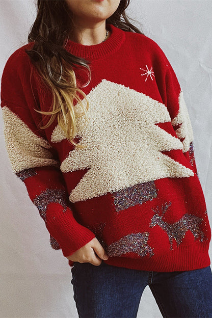 Tatiana® | Christmas pattern knitted crew neck sweater with long sleeves