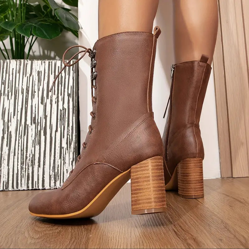 Zenaida® | Leather boots with thick heels