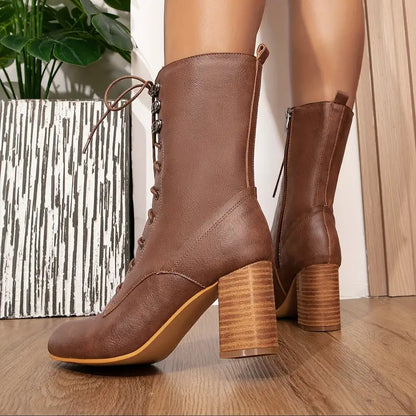 Zenaida® | Leather boots with thick heels