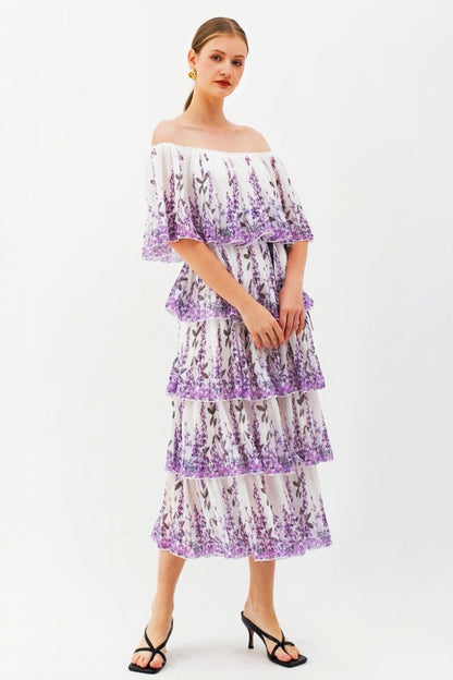 Tania® | Printed neat midi dress with pleats