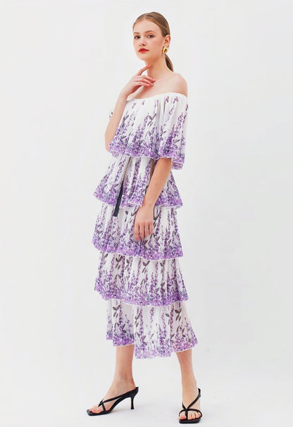 Tania® | Printed neat midi dress with pleats