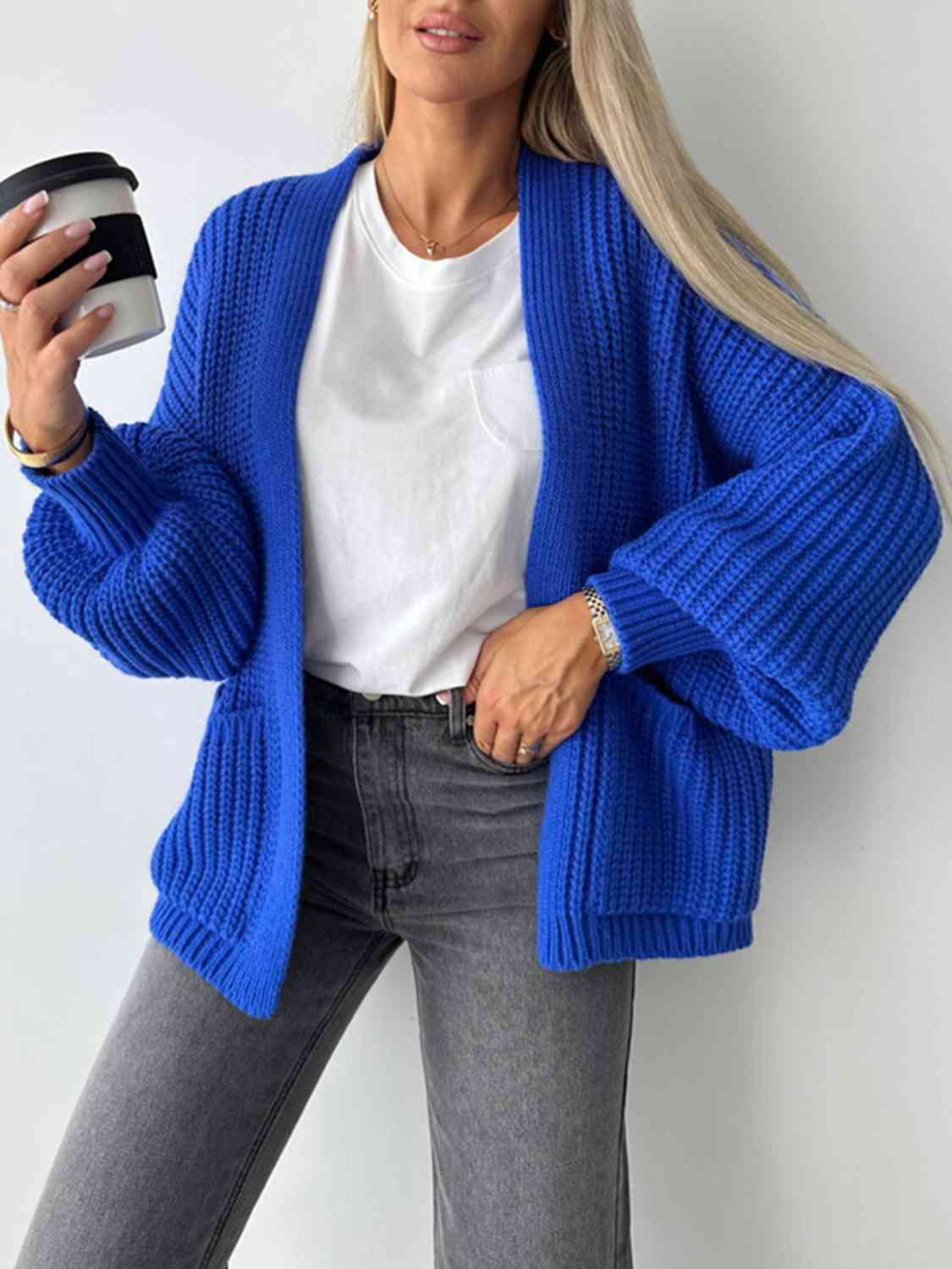 Pilar® | Solid color long sleeve casual knitted V-neck cardigan