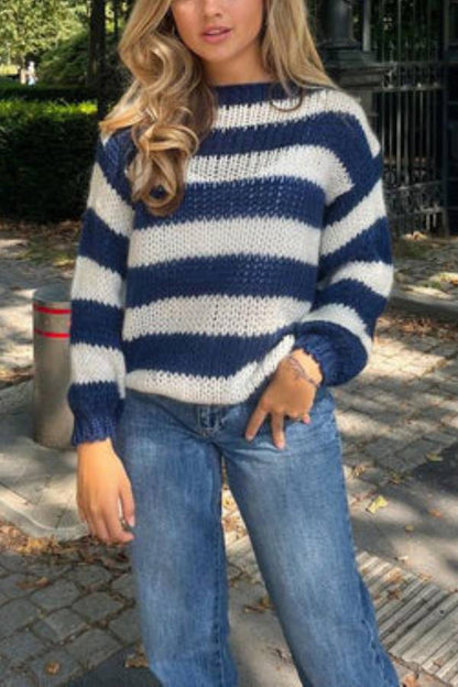 Nadia® | Striped knit sweater from Cotton Candy in navy blue