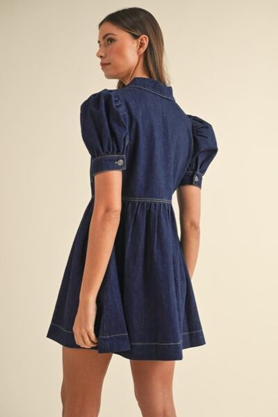 Rafaela® | Denim dress with collar and half zip