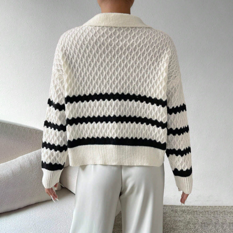 Xylia® | Knitted polo collar sweater