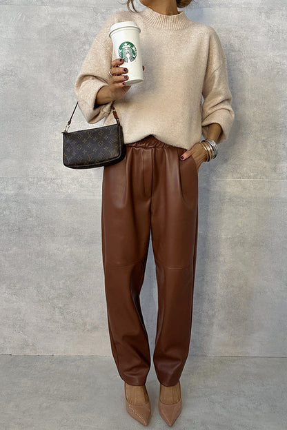 Quinn® | Camel leather trousers