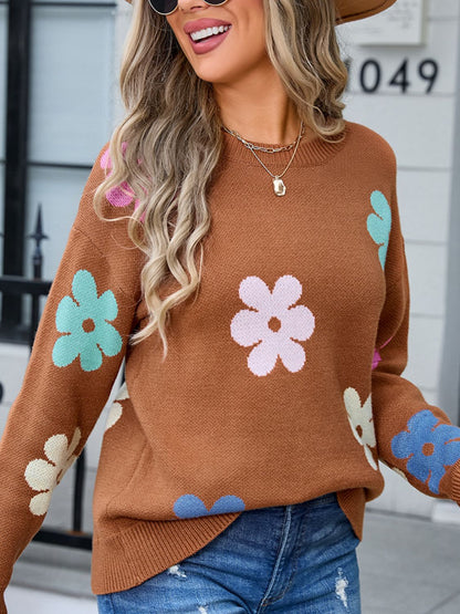 Aitana® | Long-sleeved sweater with a floral crew neck