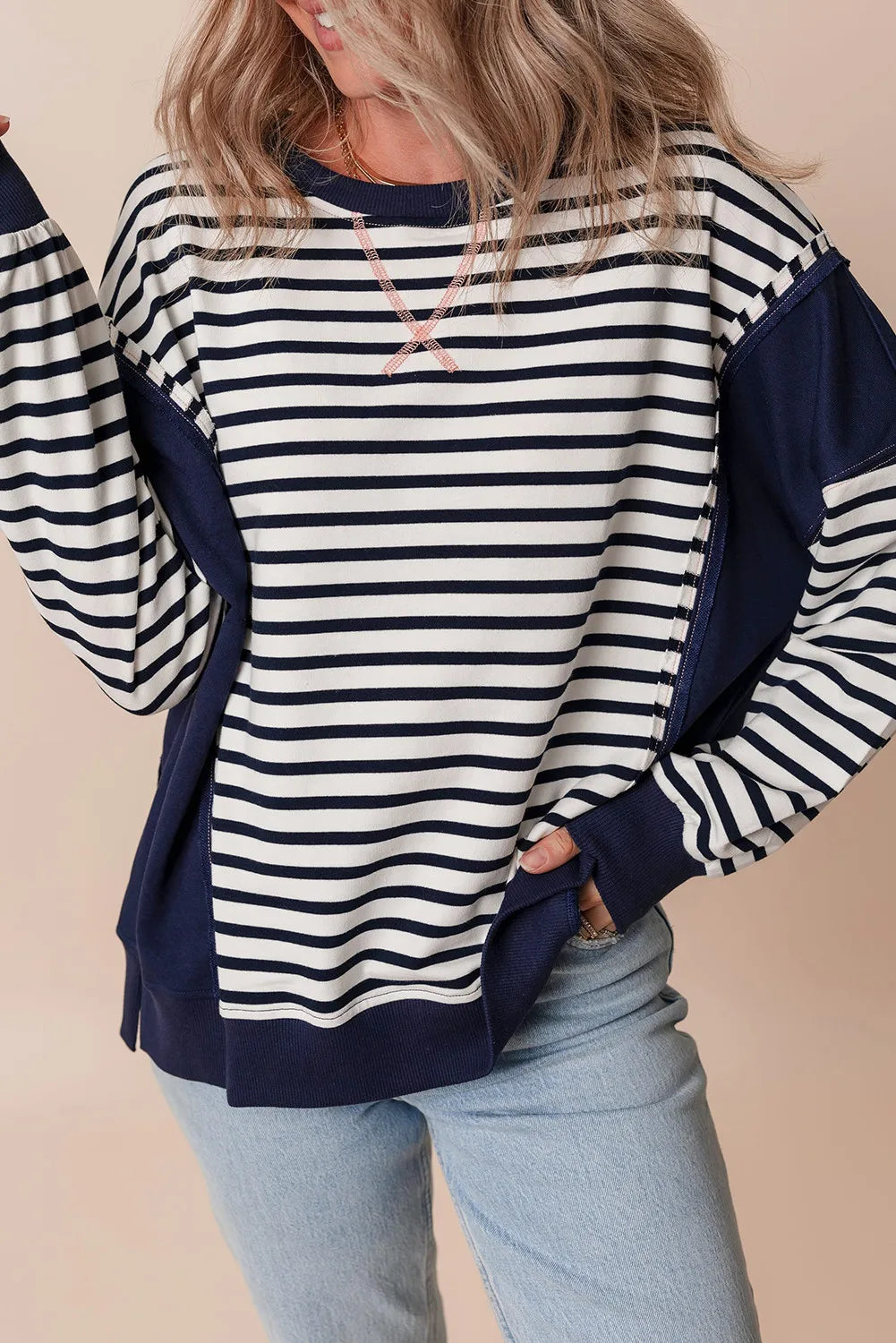 Vera® | Striped long-sleeved crew neck sweatshirt