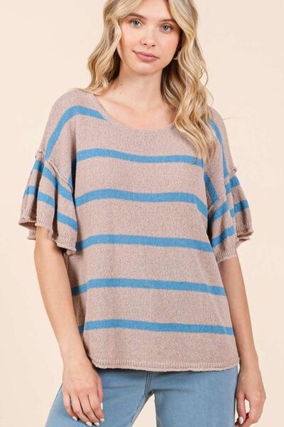 Soledad® | Striped knit top with flounced sleeves